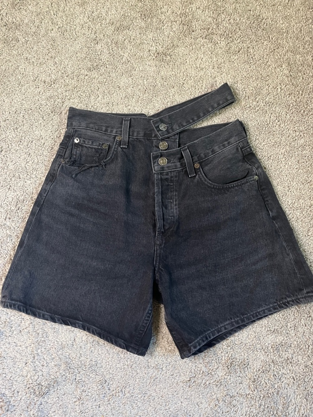 Agolde High Waist Black Denim Shorts